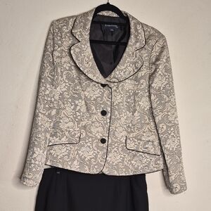 Evan Picone Beige and Black Patterned Blazer
